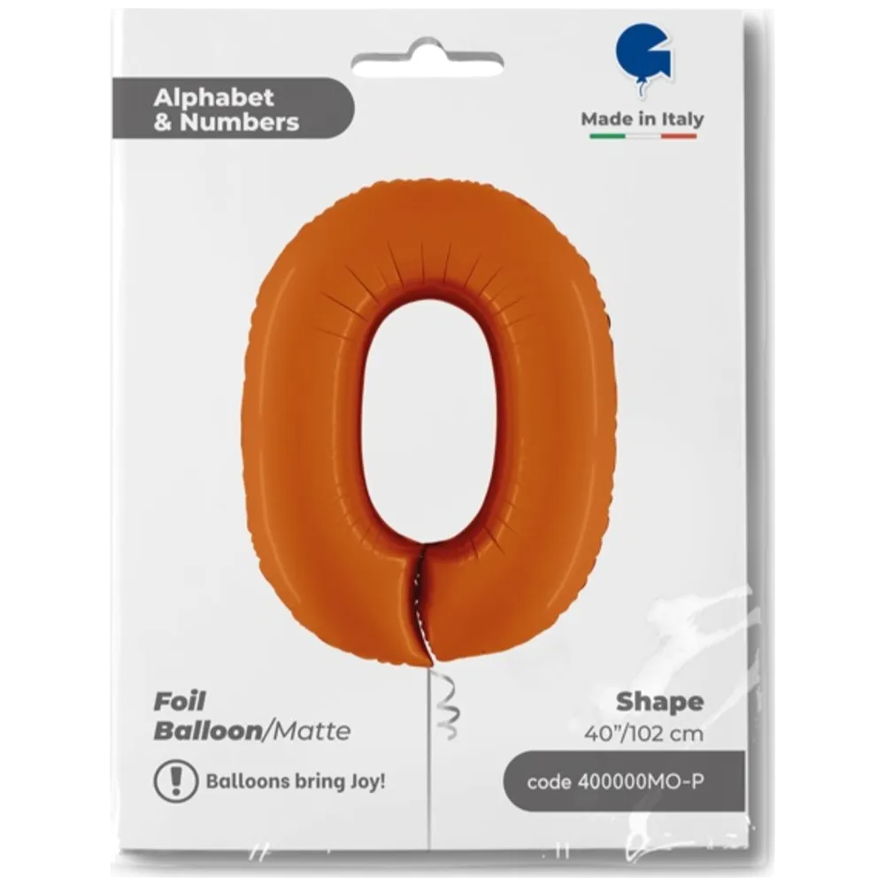 Balon Folie CIFRA 0 Portocaliu 102 cm Grabo
