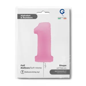 Balon Folie Cifra 1 Mat Sakura Pink 102cm