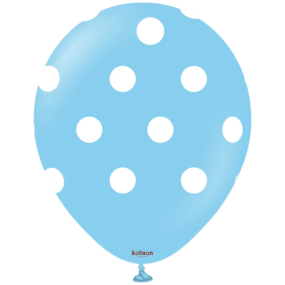 SET 25 Baloane latex 30cm Light Blue cu buline albe