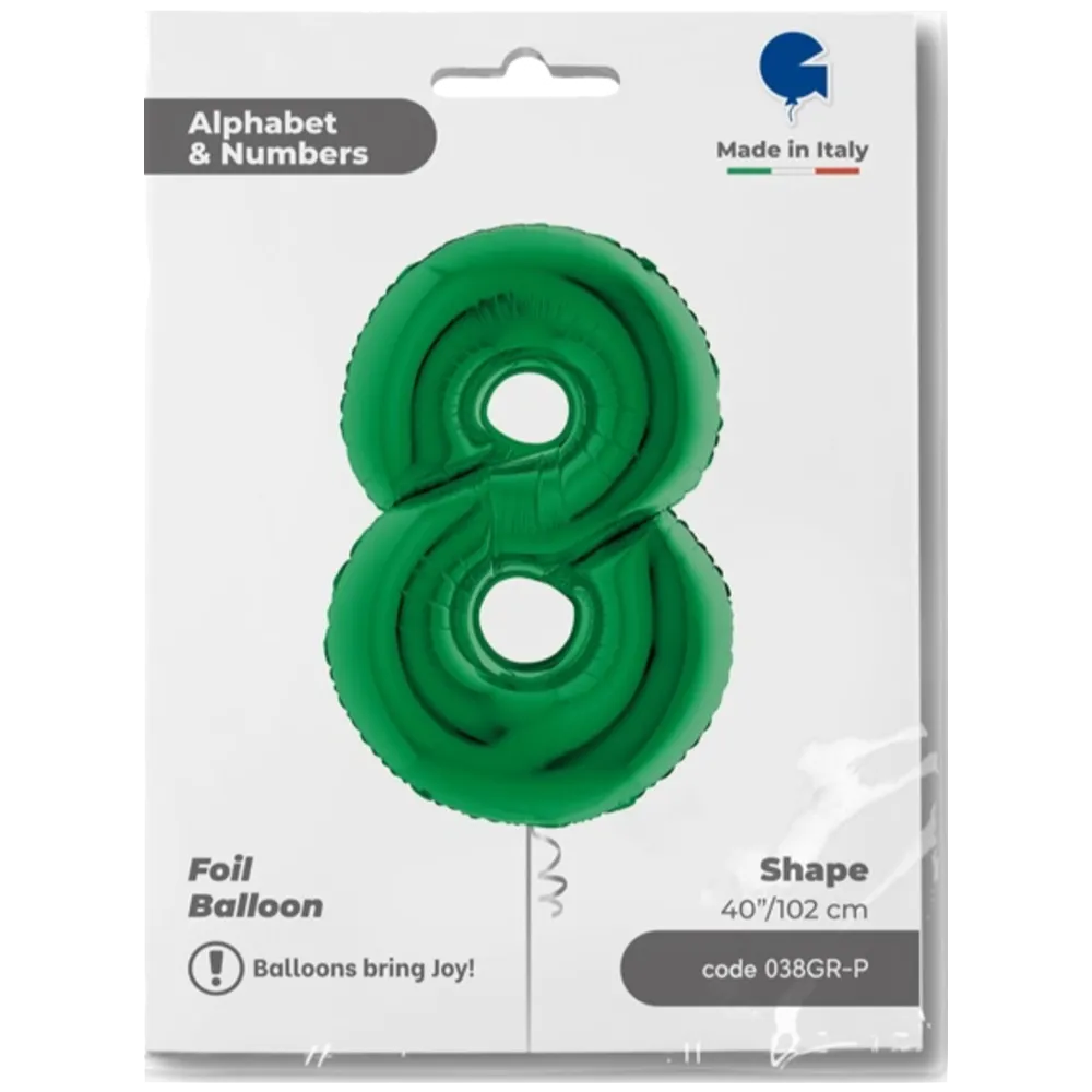 Balon Folie JUMBO CIFRA 8 VERDE 102 cm Grabo