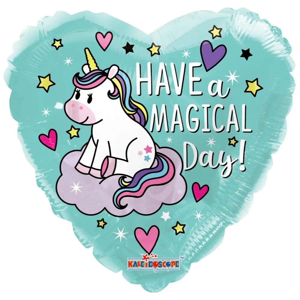 Balon Folie Inima Unicorn Magical B-day 45 cm