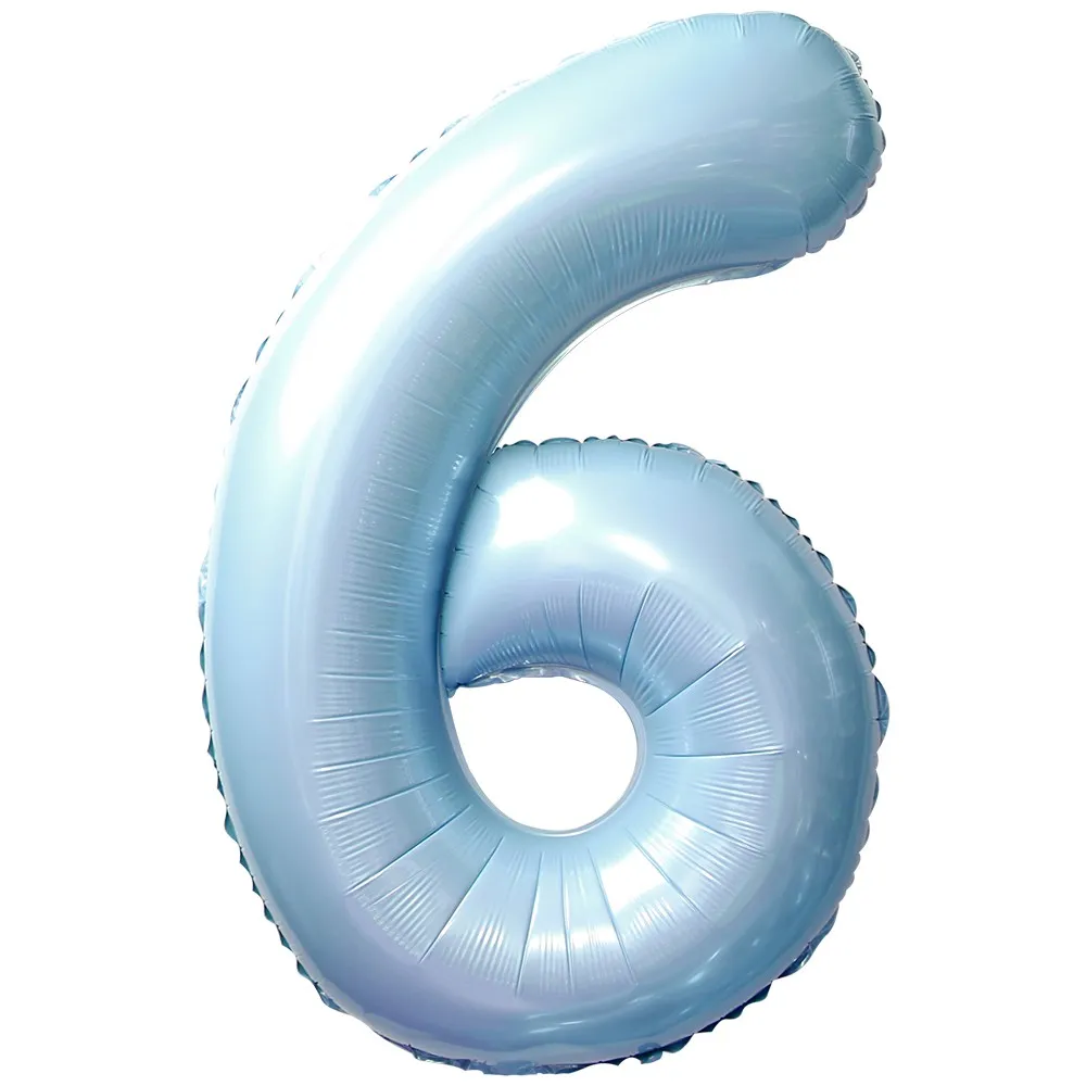 Balon Folie Cifra 6 Baby Blue 87cm