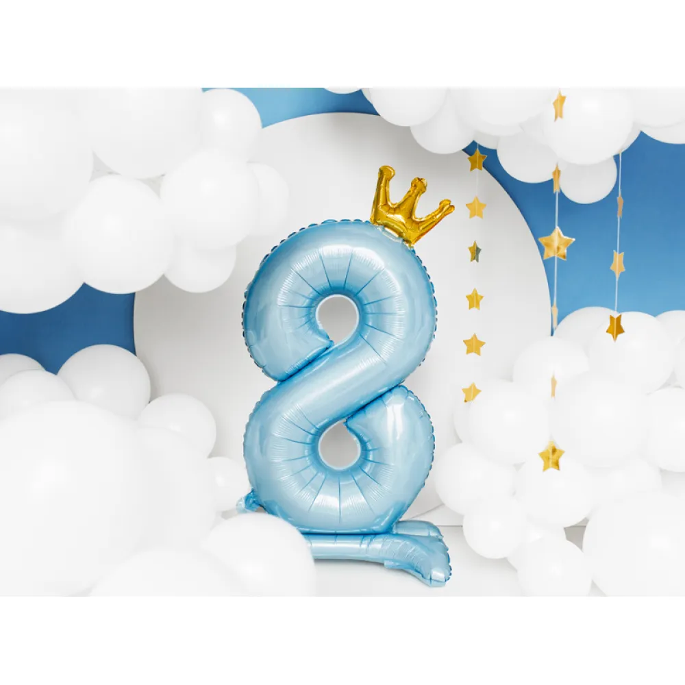 Balon Folie Cifra 8 Coronita (umflare aer) Bleu 84cm