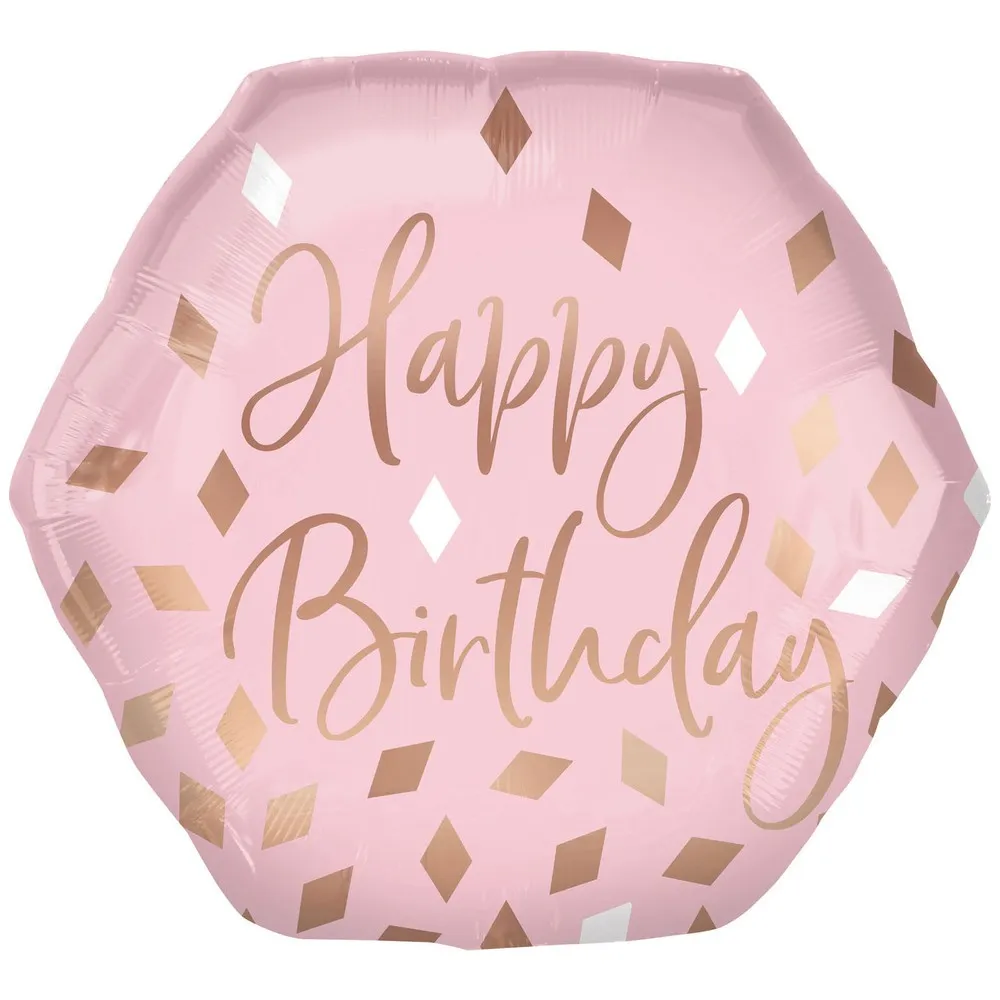 Balon Folie Happy B-day Blush 58x55cm AMS 42115 01