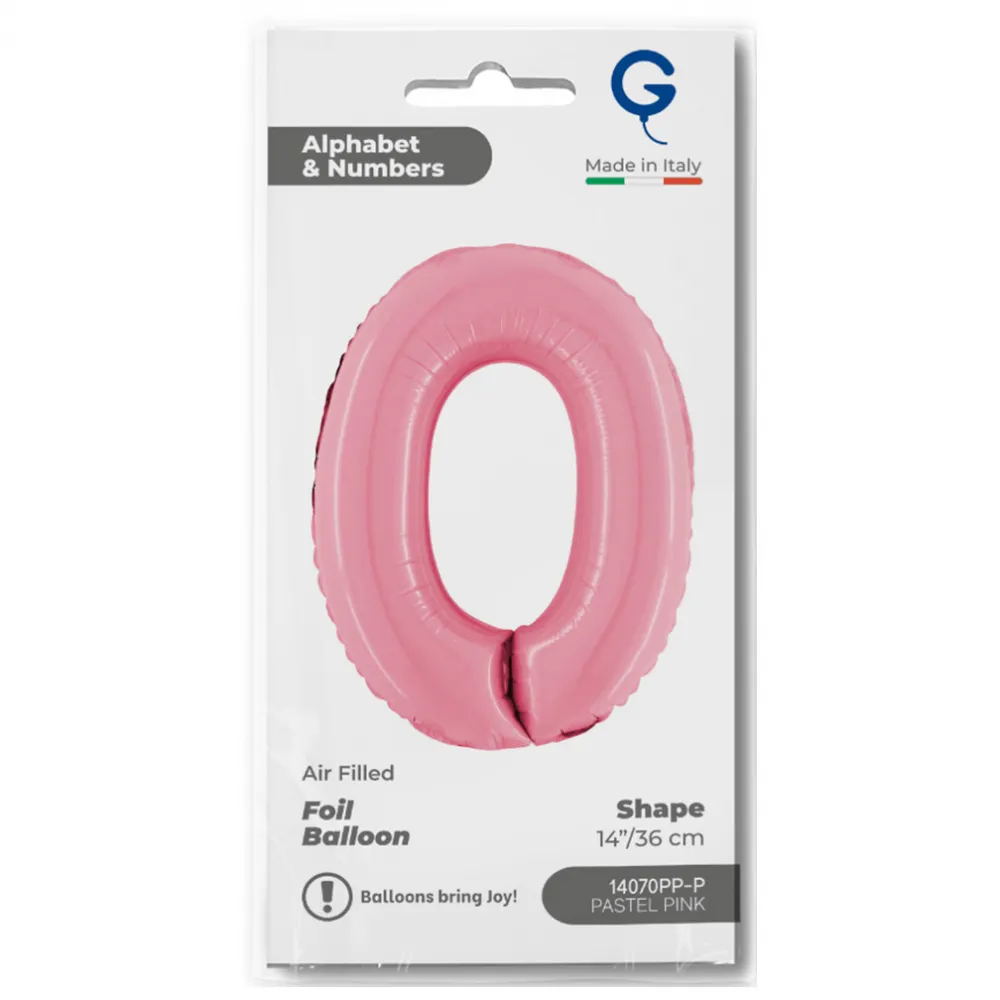 Balon Folie Cifra 0 Pastel Pink 36cm