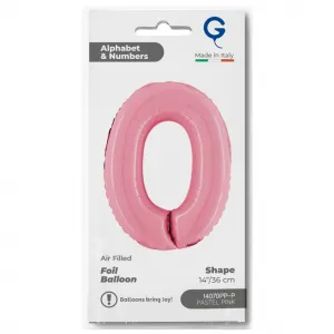 Balon Folie Cifra 0 Pastel Pink 36cm