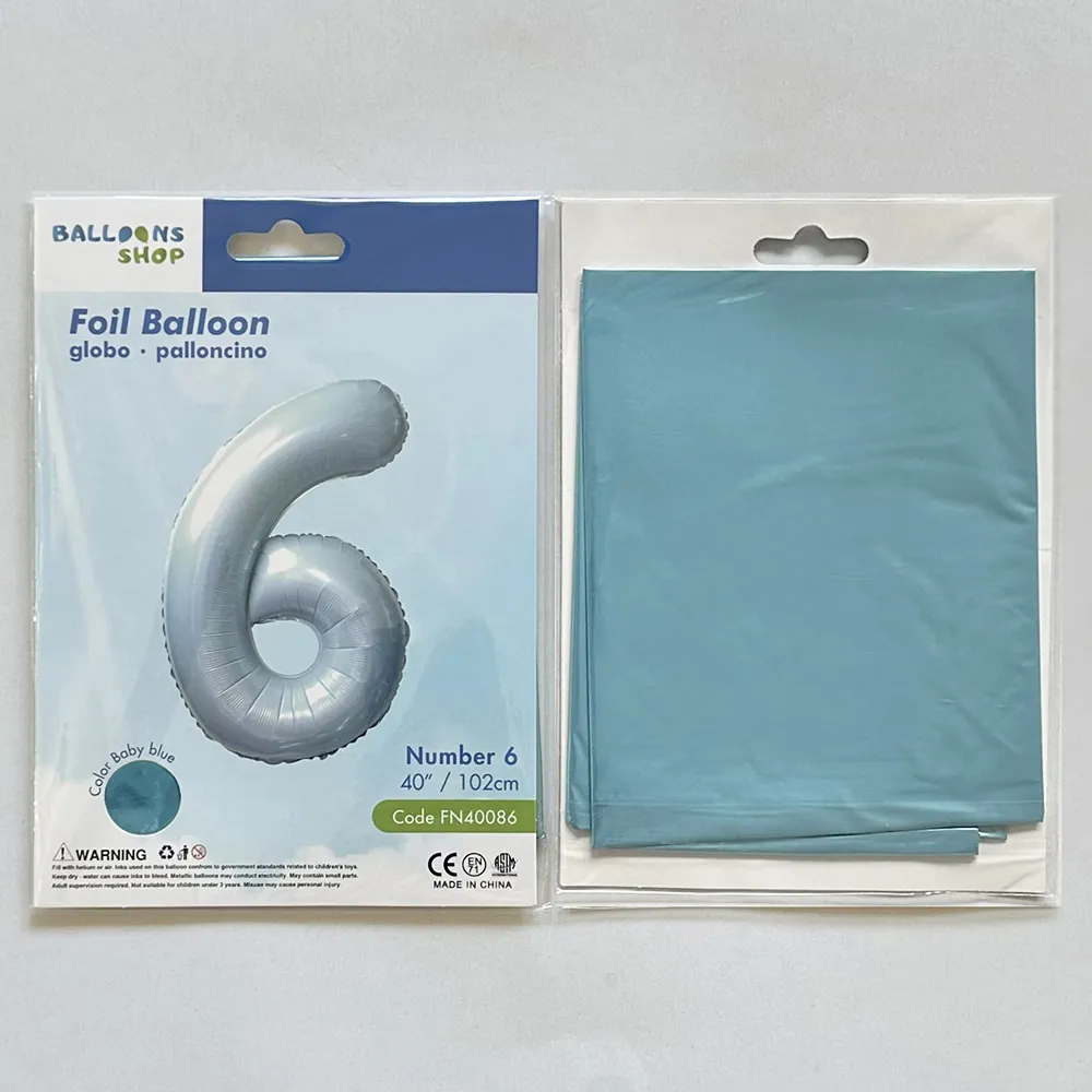 Balon Folie Cifra 6 Baby Blue 87cm