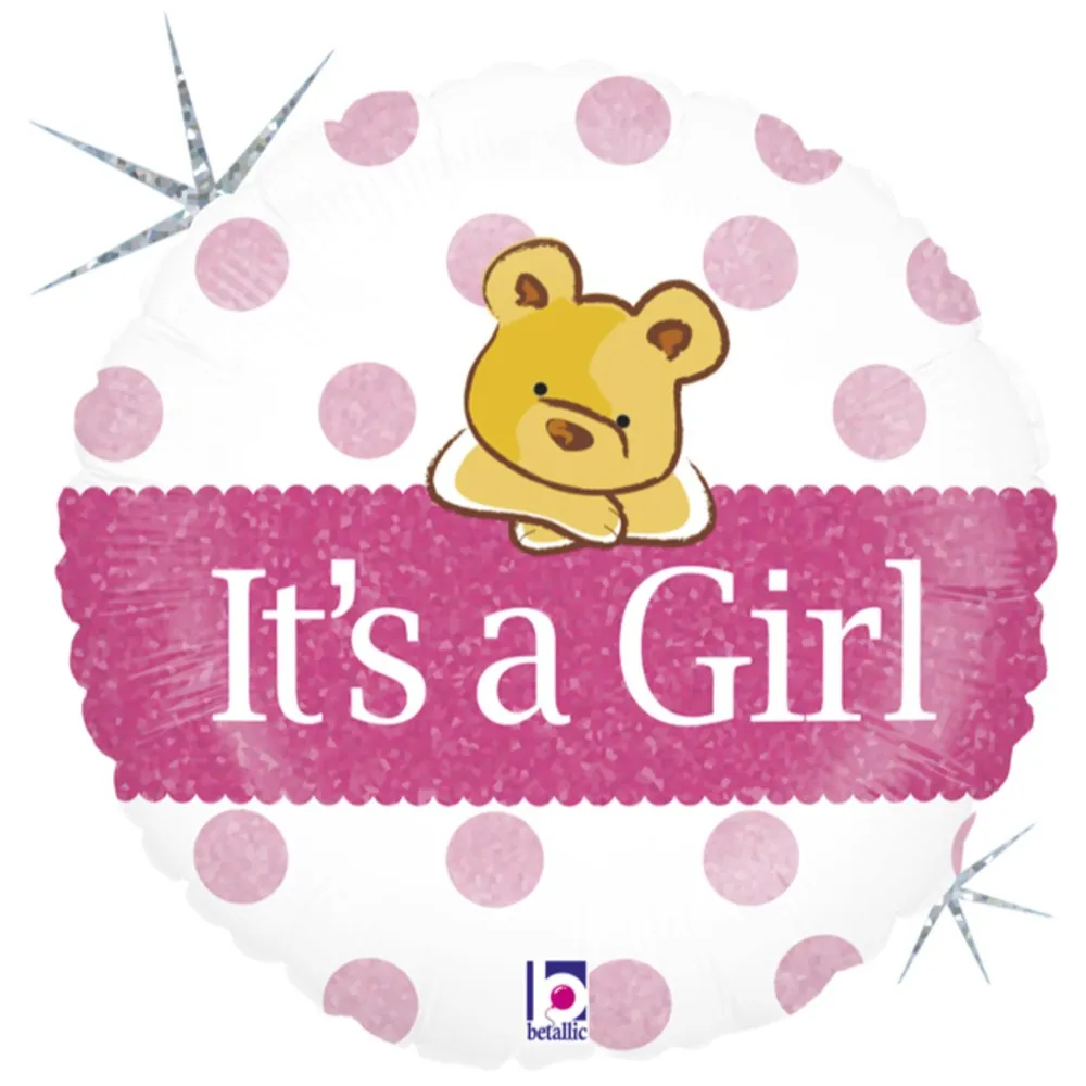 Balon Folie Rotund It's a Girl Ursulet 46 cm Grabo