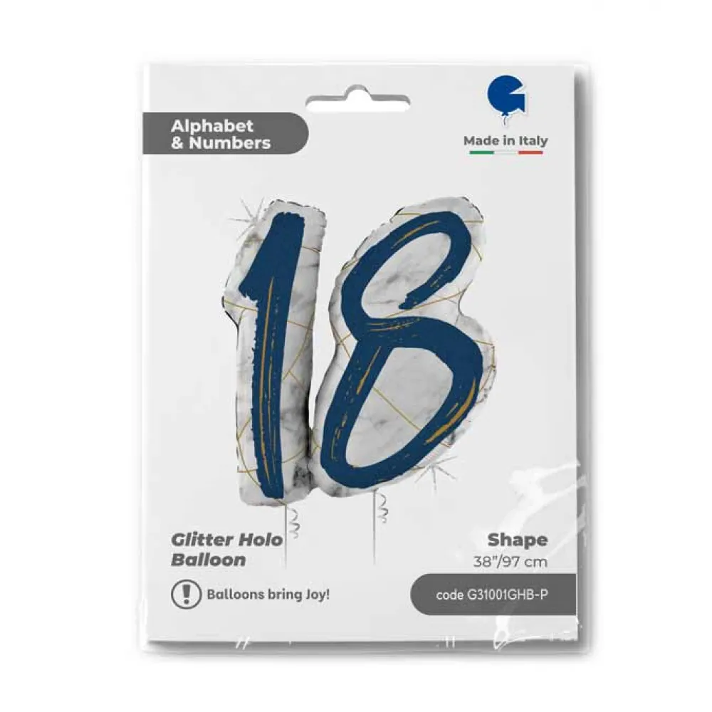 Balon Folie Figurina 18 Marble Blue 97 cm Grabo