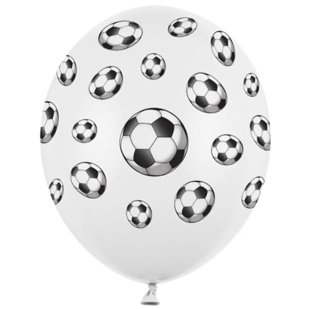 SET 10 Baloane Latex cu print Minge Fotbal 30 cm Albe