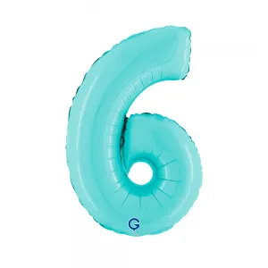 Balon Folie Cifra 6 Pastel Blue 36cm