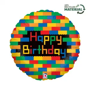 Balon Folie Rotund Happy Birthday Lego 46cm