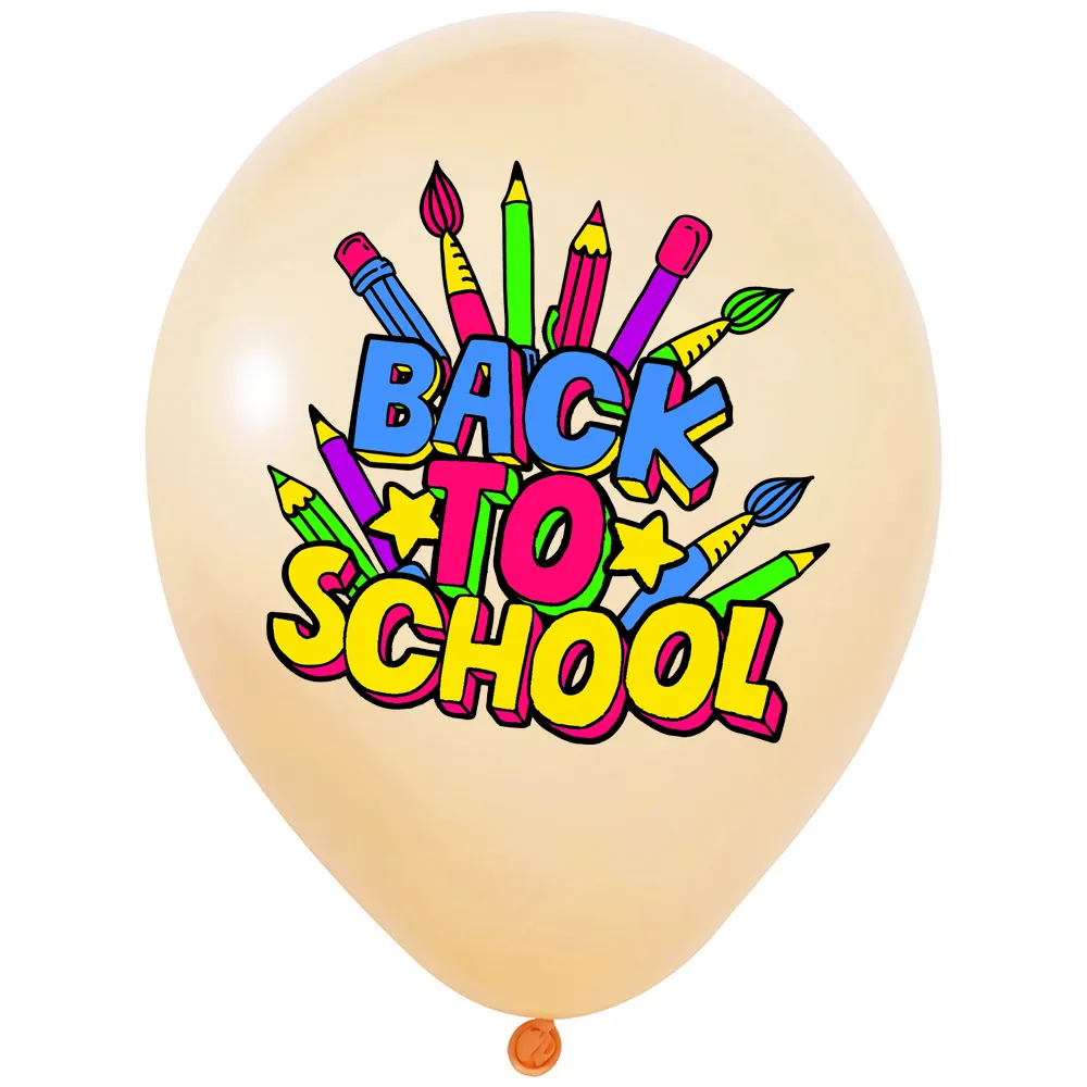 SET 12 Baloane Latex 33cm Asortate cu print Back to School BLS202409