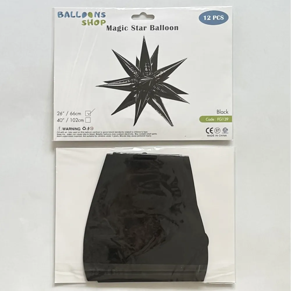Balon Folie Stea Magica Neagra 66cm