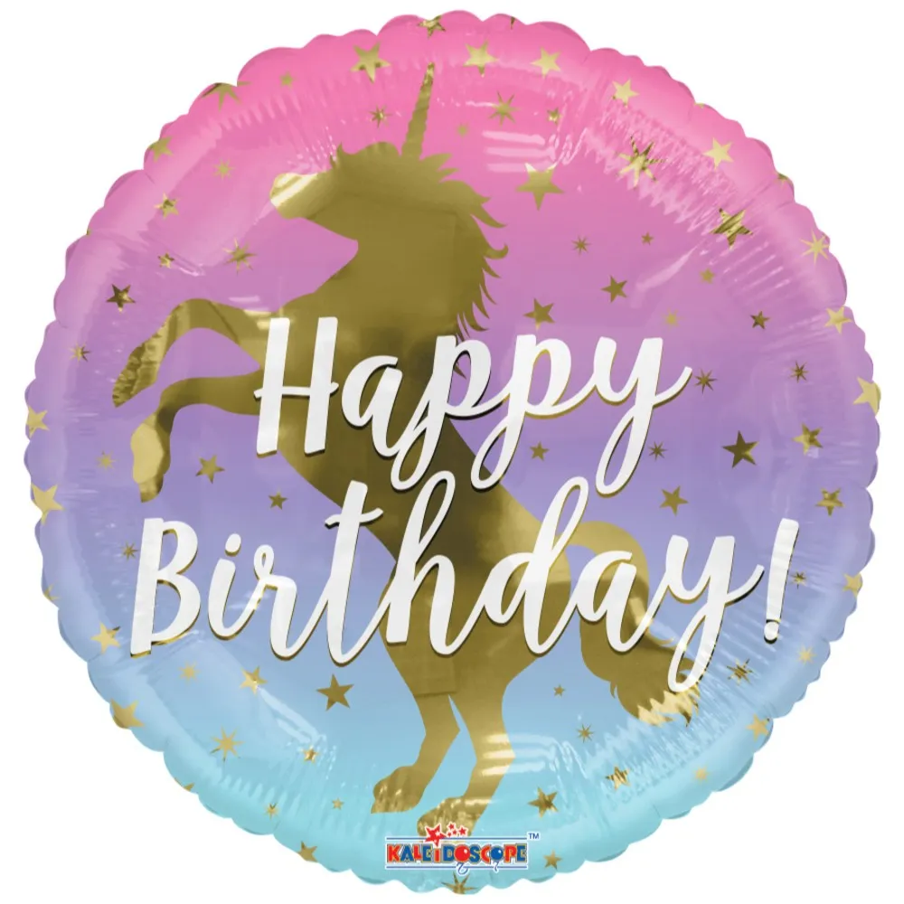 Balon Folie Gold Unicorn HB 45 cm