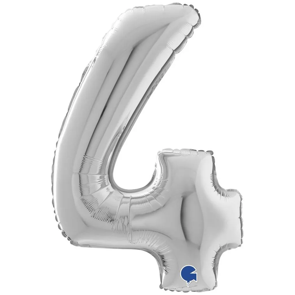Balon Folie CIFRA 4 Argintiu 66 cm Grabo