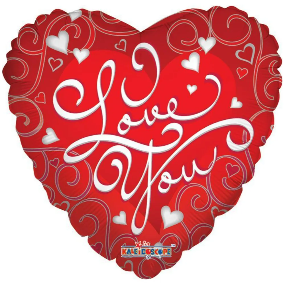 Balon folie inima I Love You rosu cu argintiu 17681