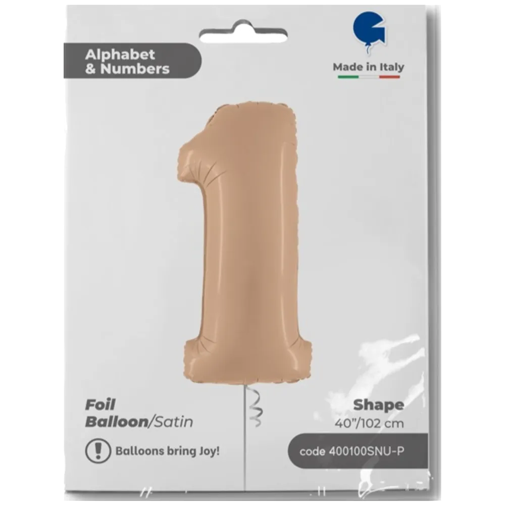 Balon Folie Jumbo CIFRA 1 Nude 102 cm Grabo
