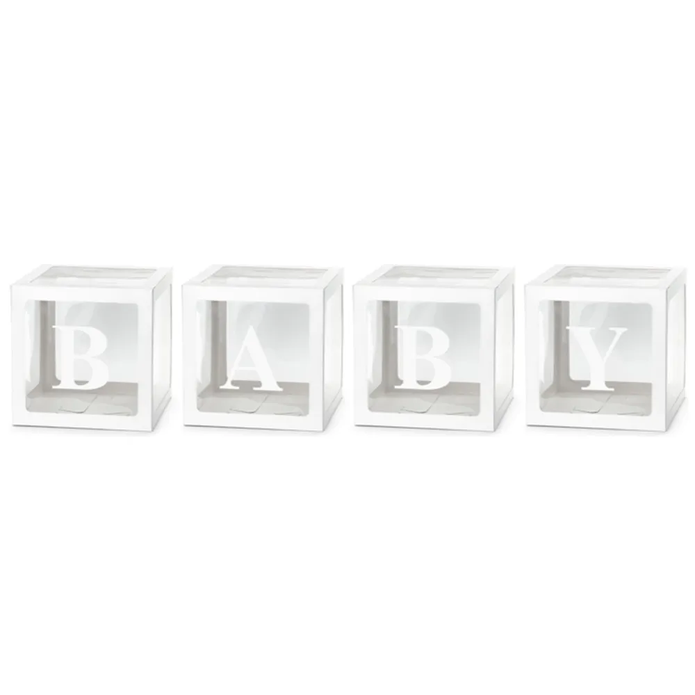 Set 4 cutii albe de carton BABY 30x30cm
