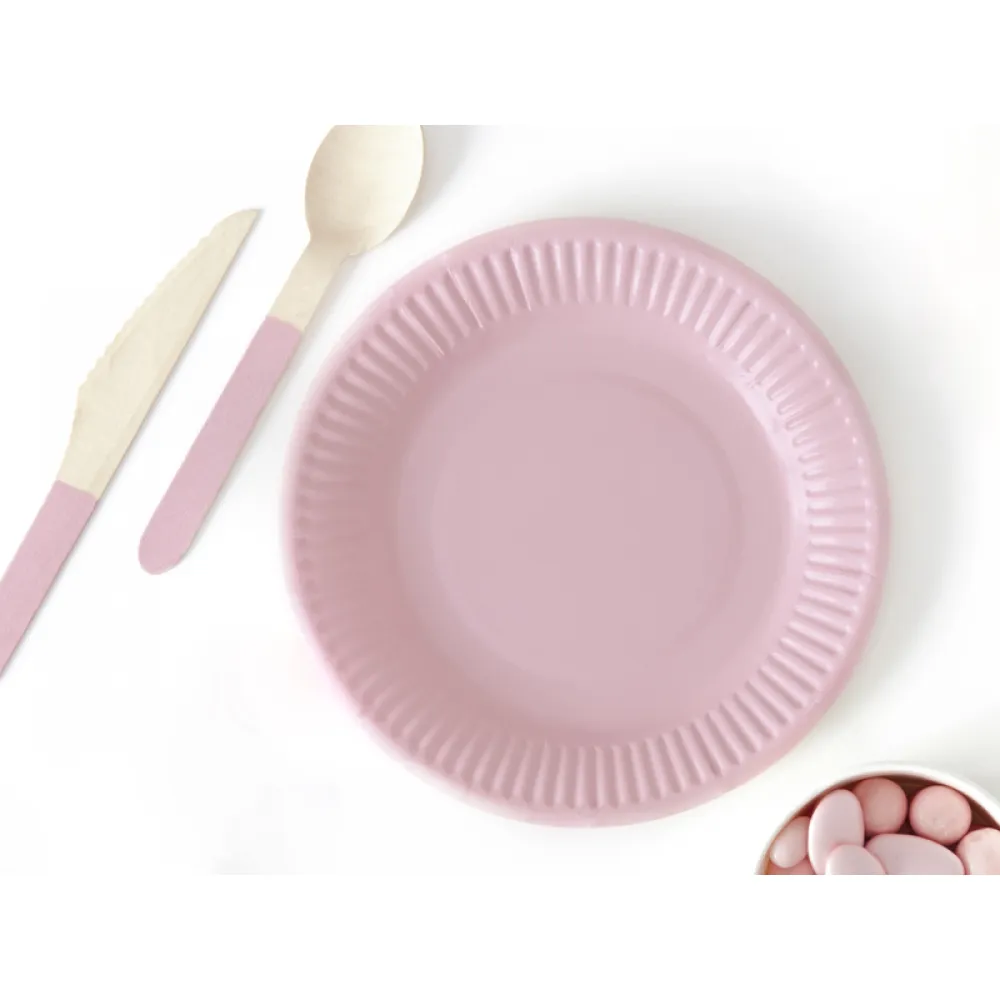 Set 18 Tacamuri lemn roz deschis 16 cm