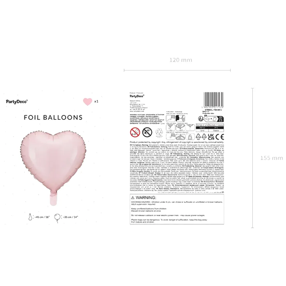 Balon folie Inima Roz Deschis 45cm PDC1238