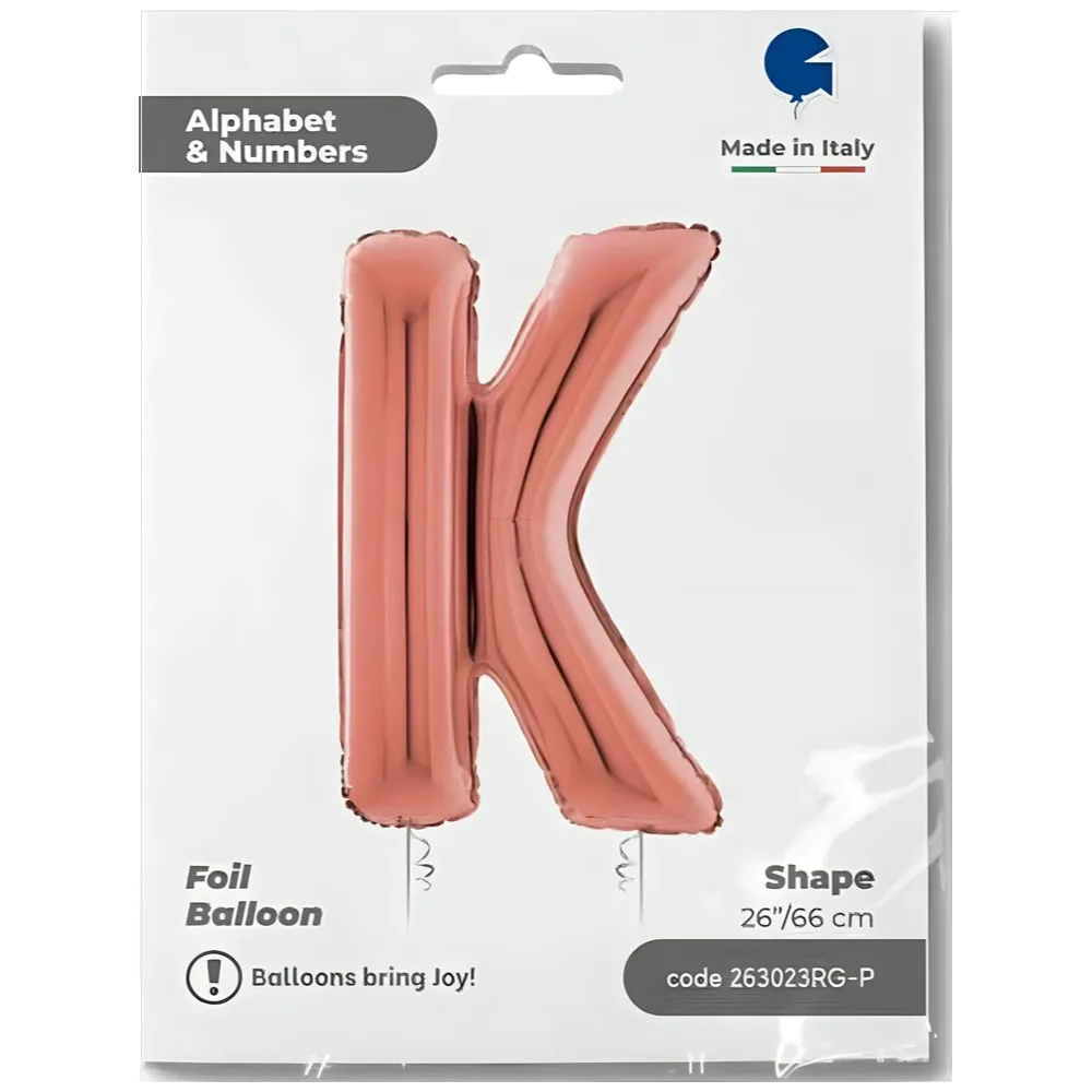 Balon Folie LITERA K Rose Gold 66 cm Grabo
