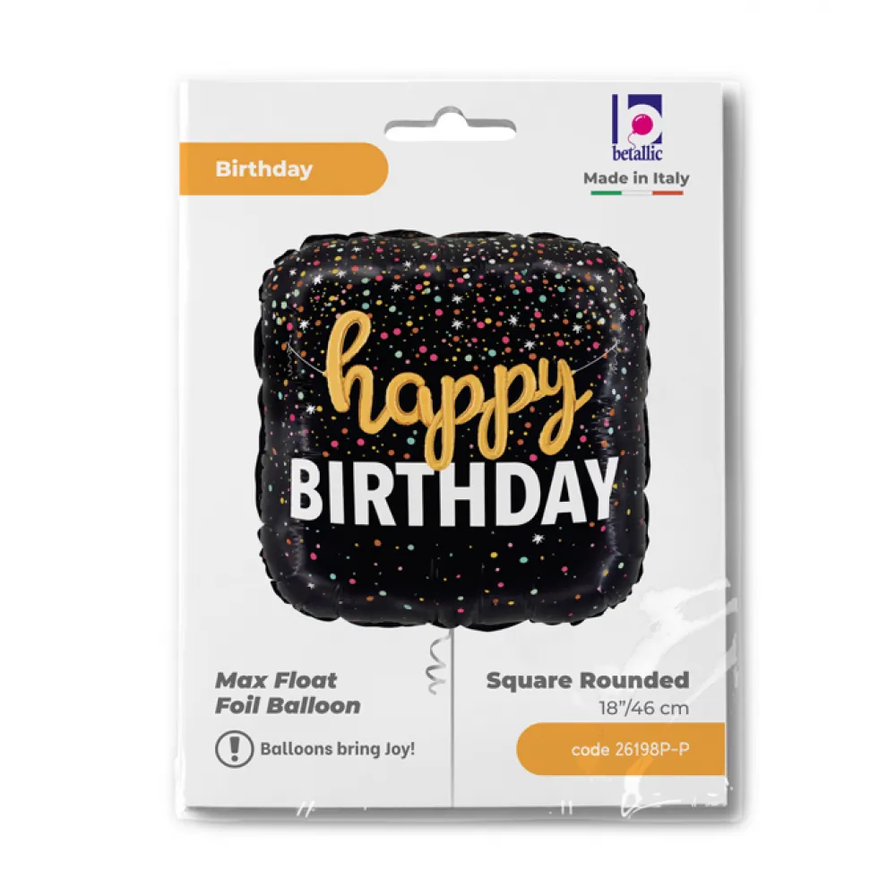 Balon Folie Patrat Script HB cu Confetti 46 cm Grabo