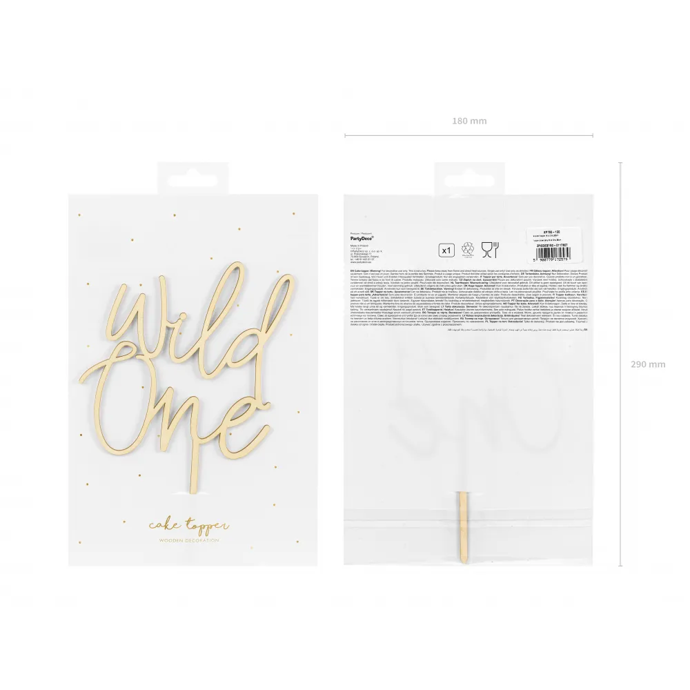 Decoratiune pentru Tort din Lemn Wild One 22cm