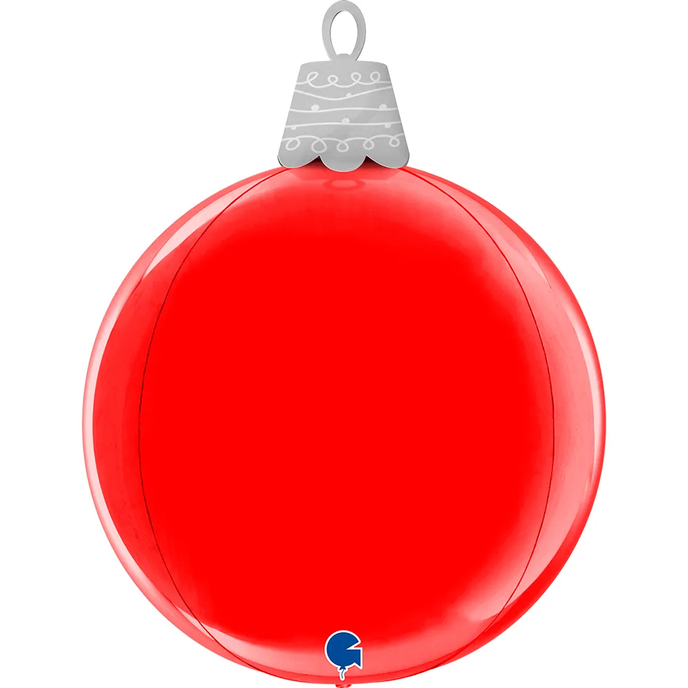 Balon Folie Glob de Craciun 4D Rosu 53cm