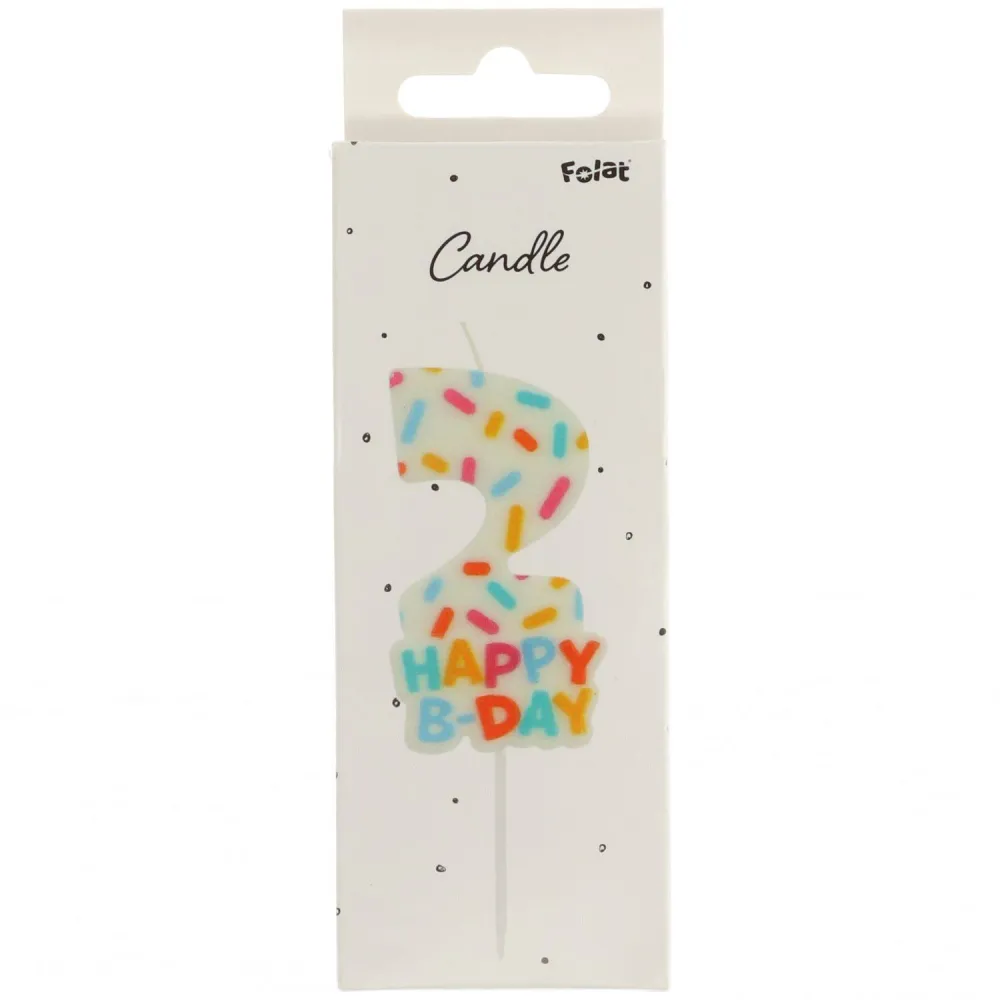 Lumanare Tort Cifra 2 Cozy Sprinkles 7cm