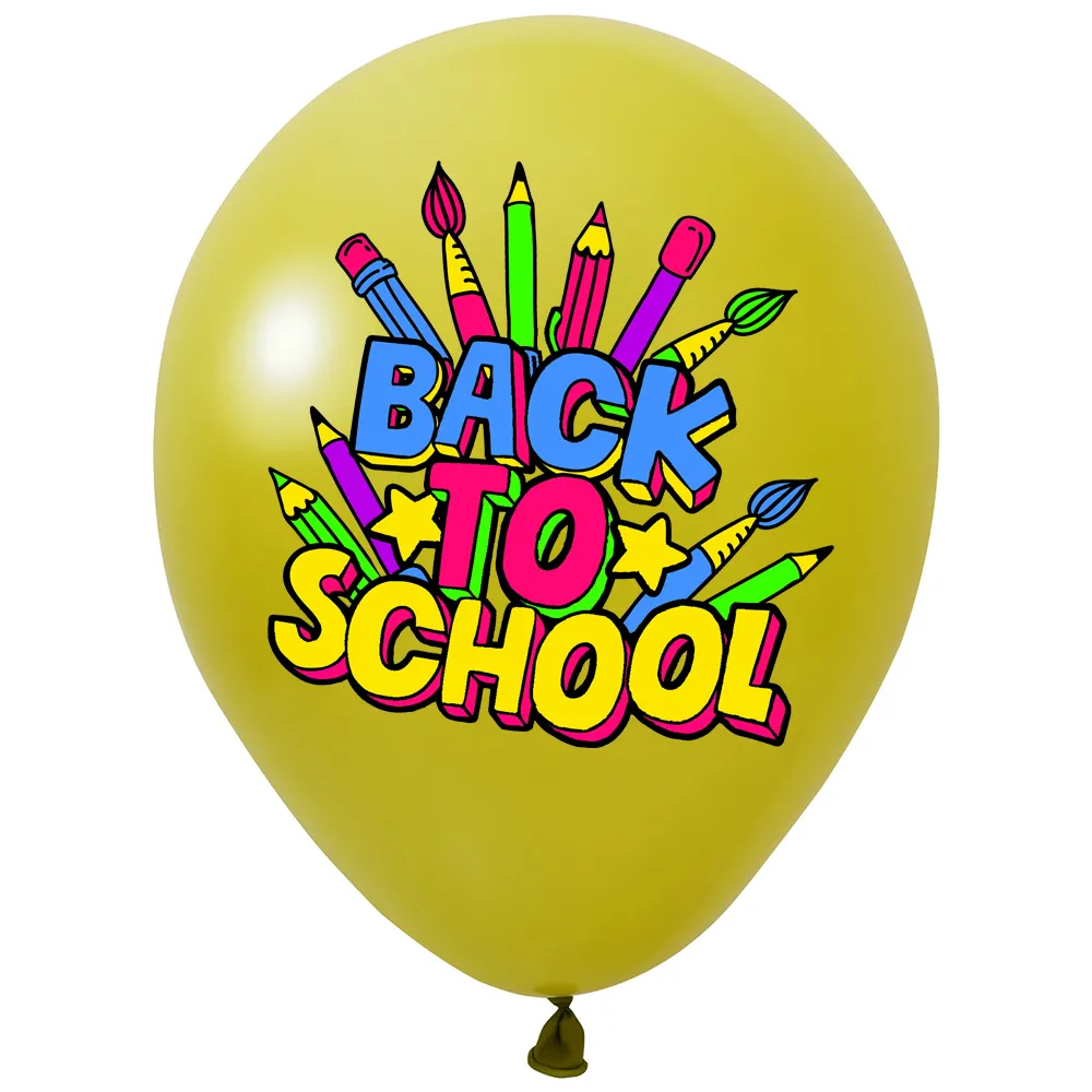 SET 12 Baloane Latex 33cm Asortate cu print Back to School BLS202409