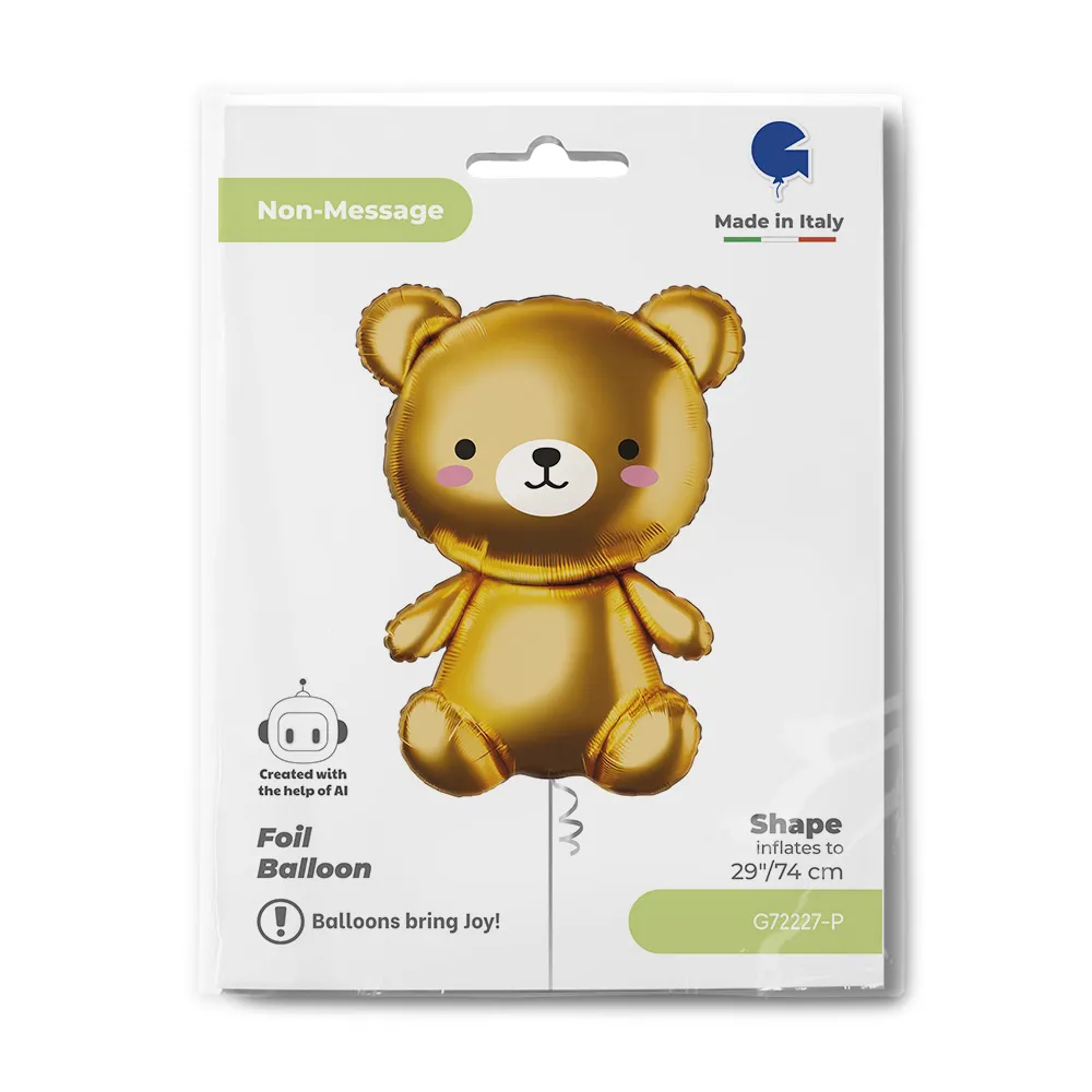 Balon Folie Figurina Urs AI Auriu 74cm