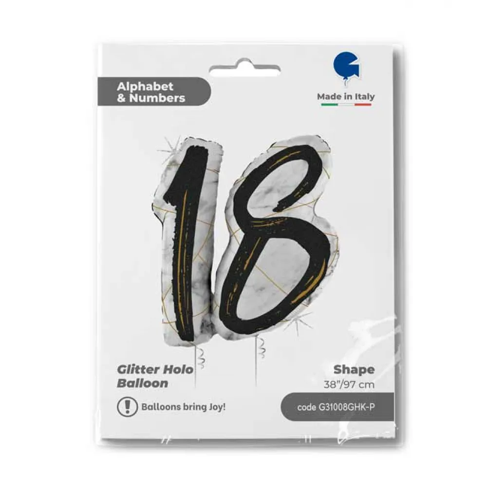 Balon Folie Figurina 18 Marble Black 97 cm Grabo