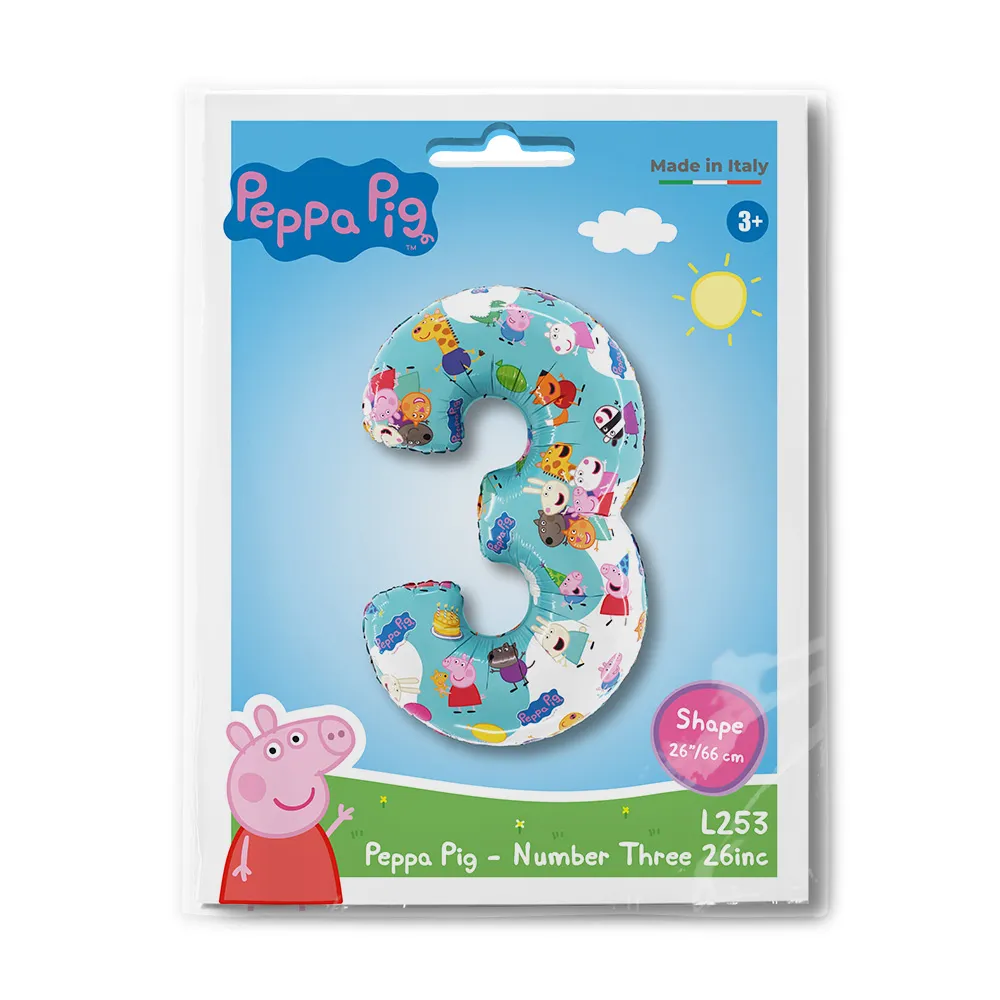 Balon Folie Cifra 3 Peppa Pig 66cm