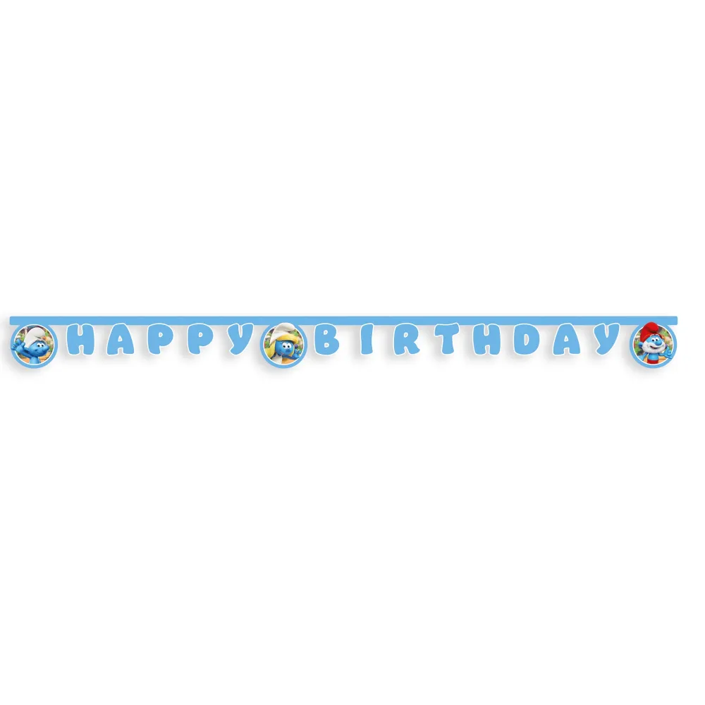 Banner Petrecere Happy Birthday Litere Strumfi