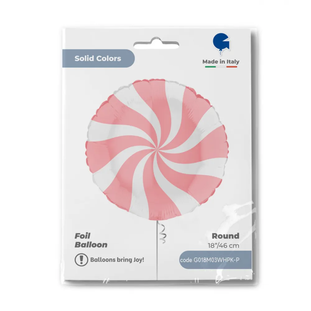 Balon Folie Rotund Acadea Alb-Baby Pink 46cm Grabo