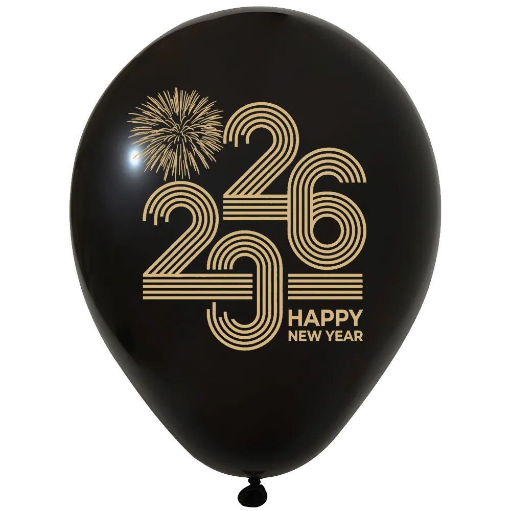 Set 12 Baloane 30cm Print Happy New Year 2025
