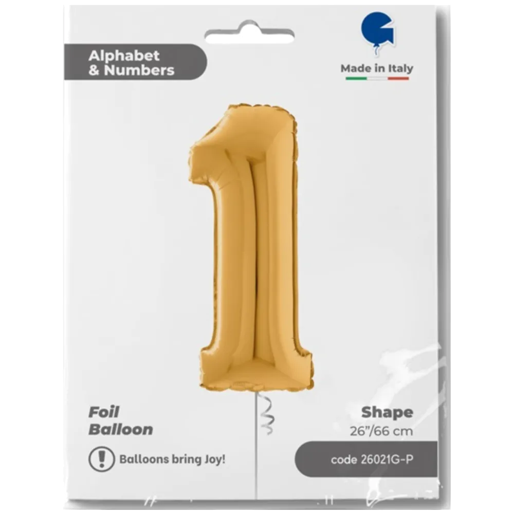 Balon Folie CIFRA 1 Auriu 66 cm Grabo