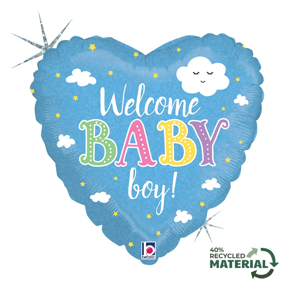 Balon Folie Inima Welcome Baby Boy 46cm