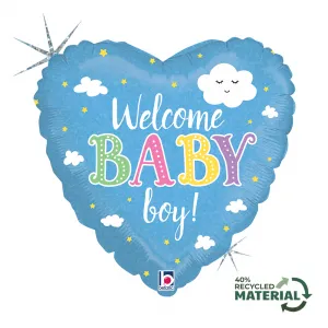 Balon Folie Inima Welcome Baby Boy 46cm