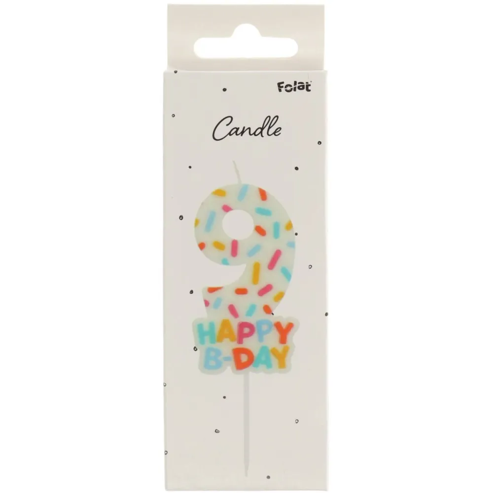Lumanare Tort Cifra 9 Cozy Sprinkles 7cm