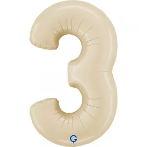 Balon Folie Cifra 3 Satin Cream 66cm