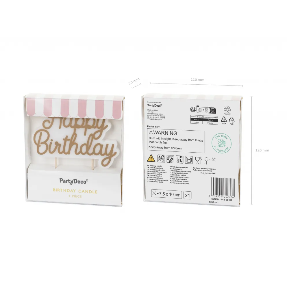 Lumanare Happy Birthday Aurie 7.5x10cm