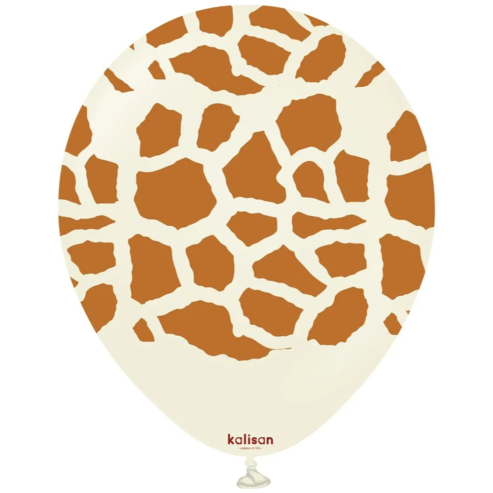 Baloane latex 30cm Safari Giraffe - White Sand Print Colour - Caramel