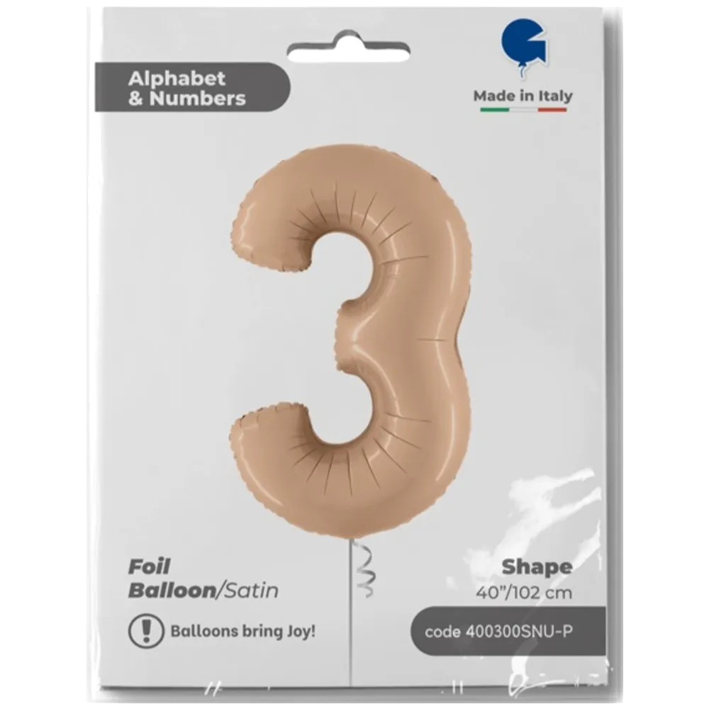 Balon Folie Jumbo CIFRA 3 Nude 102 cm Grabo