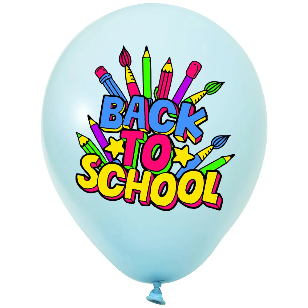 SET 12 Baloane Latex 33cm Asortate cu print Back to School BLS202409