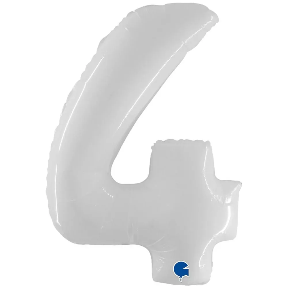 Balon Folie Jumbo CIFRA 4 Shiny White 102 cm Grabo