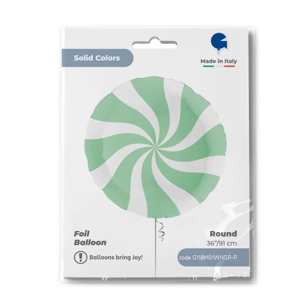 Balon Folie Rotund Acadea Alb-Mint 91 cm Grabo