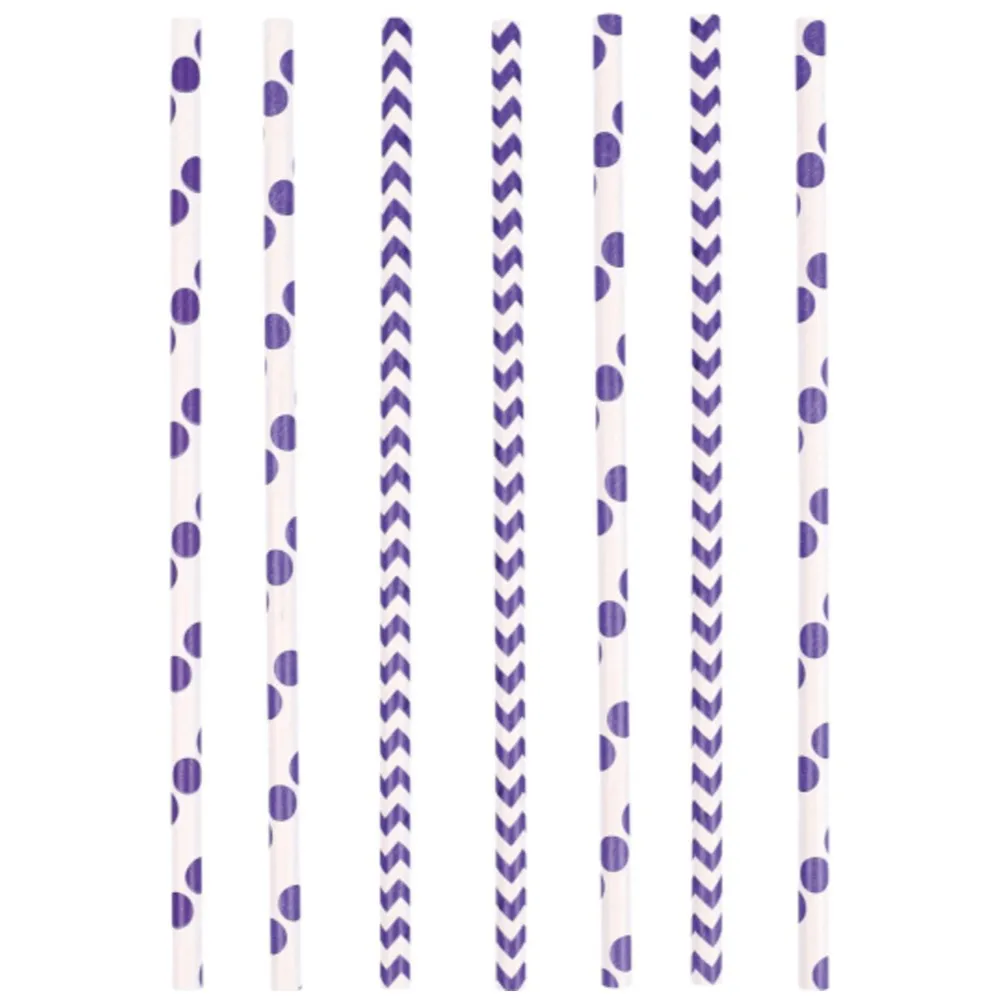 Set 24 Paie bautura buline si zigzag mov 19.7 cm AMS 9900203