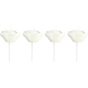 Set 4 Lumanari Tort Trandafiri Albi 6x3cm